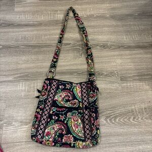 Vera Bradley Black and Pink Crossbody Bag with Floral Design